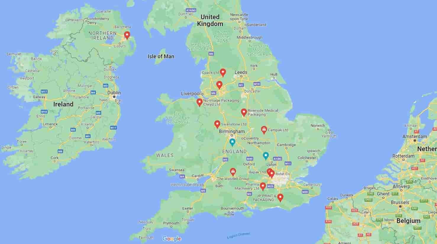 uk blister machine manufacturers map